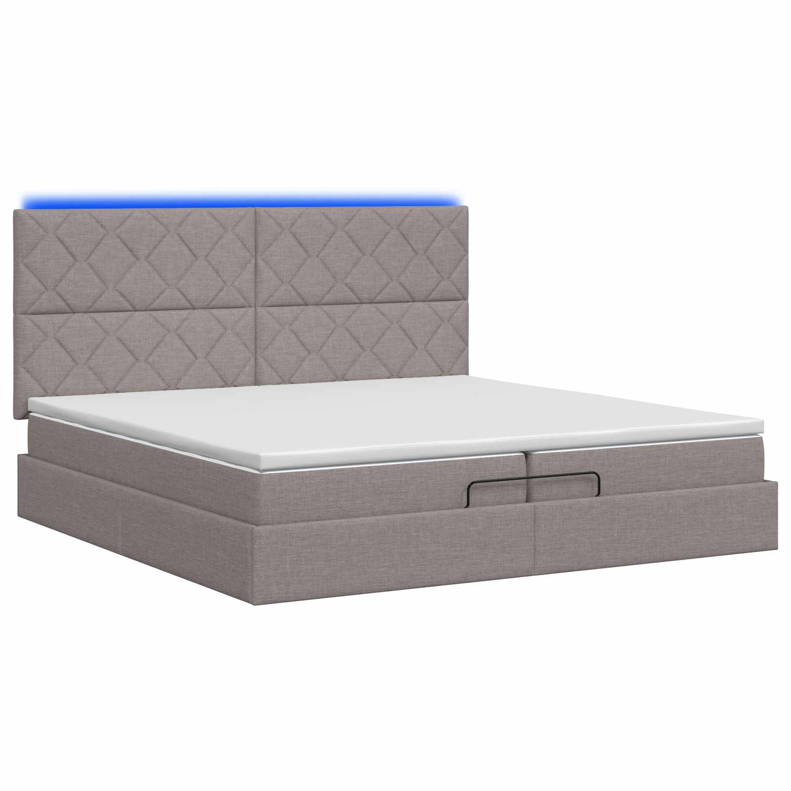 Otomanska postelja z vzmetnico in LED Taupe 200 x 200 cm Blago