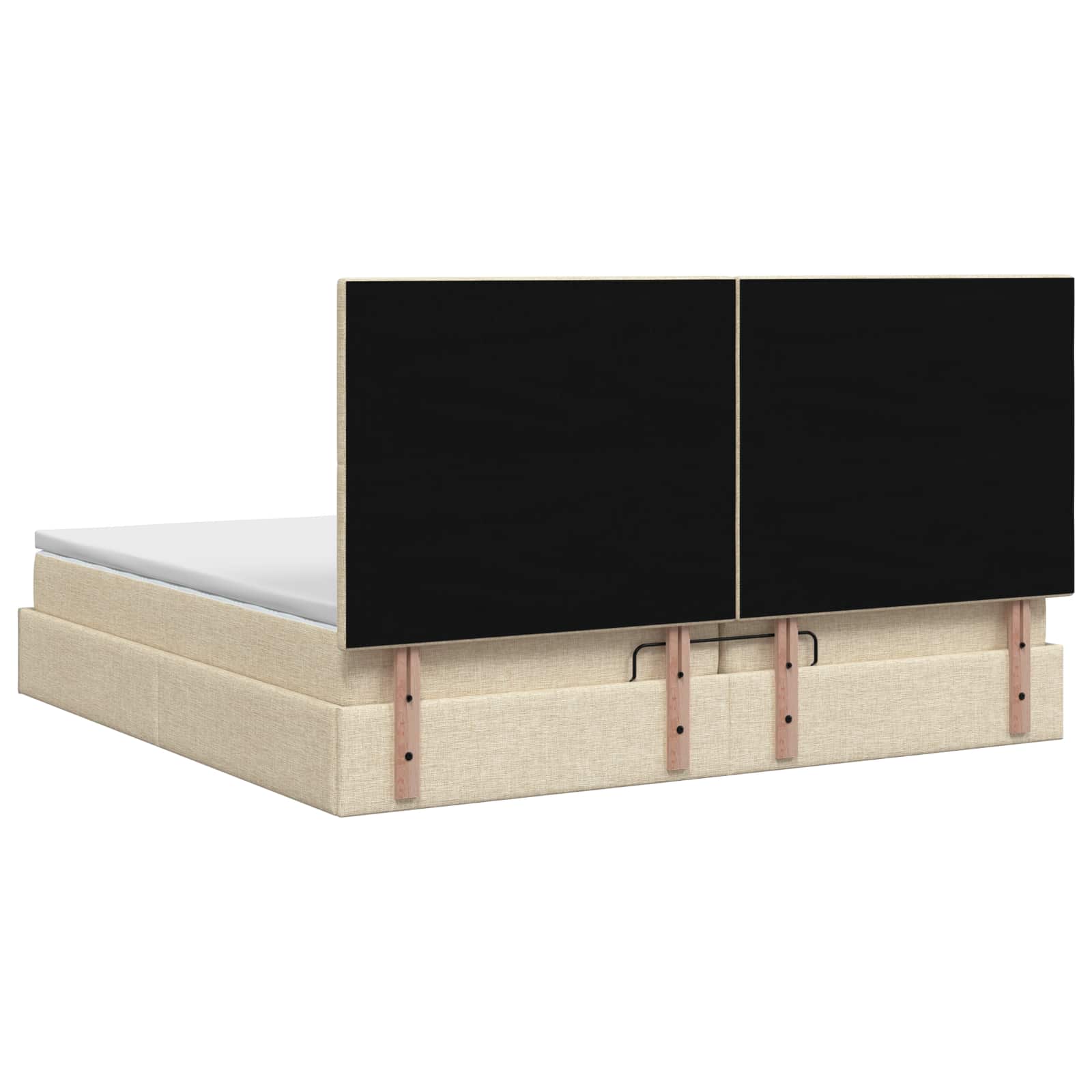 Otomanska postelja z vzmetnico in LED Krem 200 x 200 cm Blago