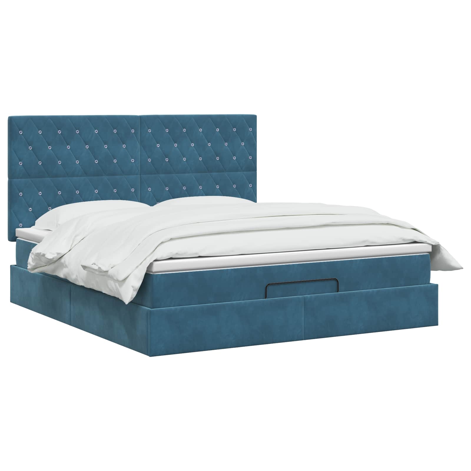 Отоман с матрак и LED с таблото Тъмносиньо 140 x 190 cm Кадифе — изображение 3