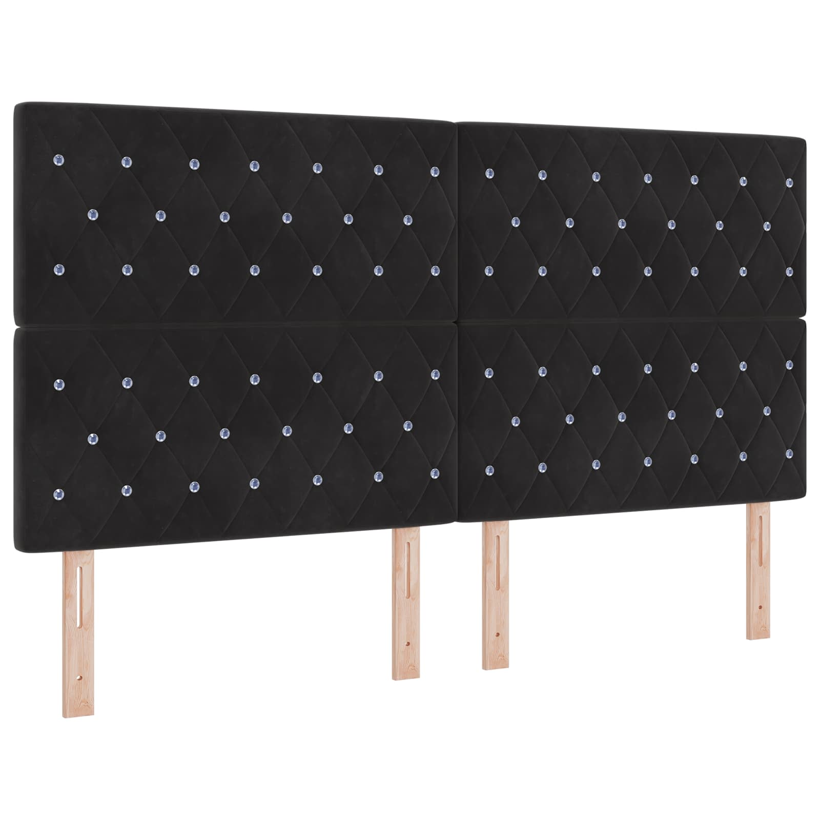 Otomanska postelja z vzmetnico in LED Črna 180 x 200 cm Žamet