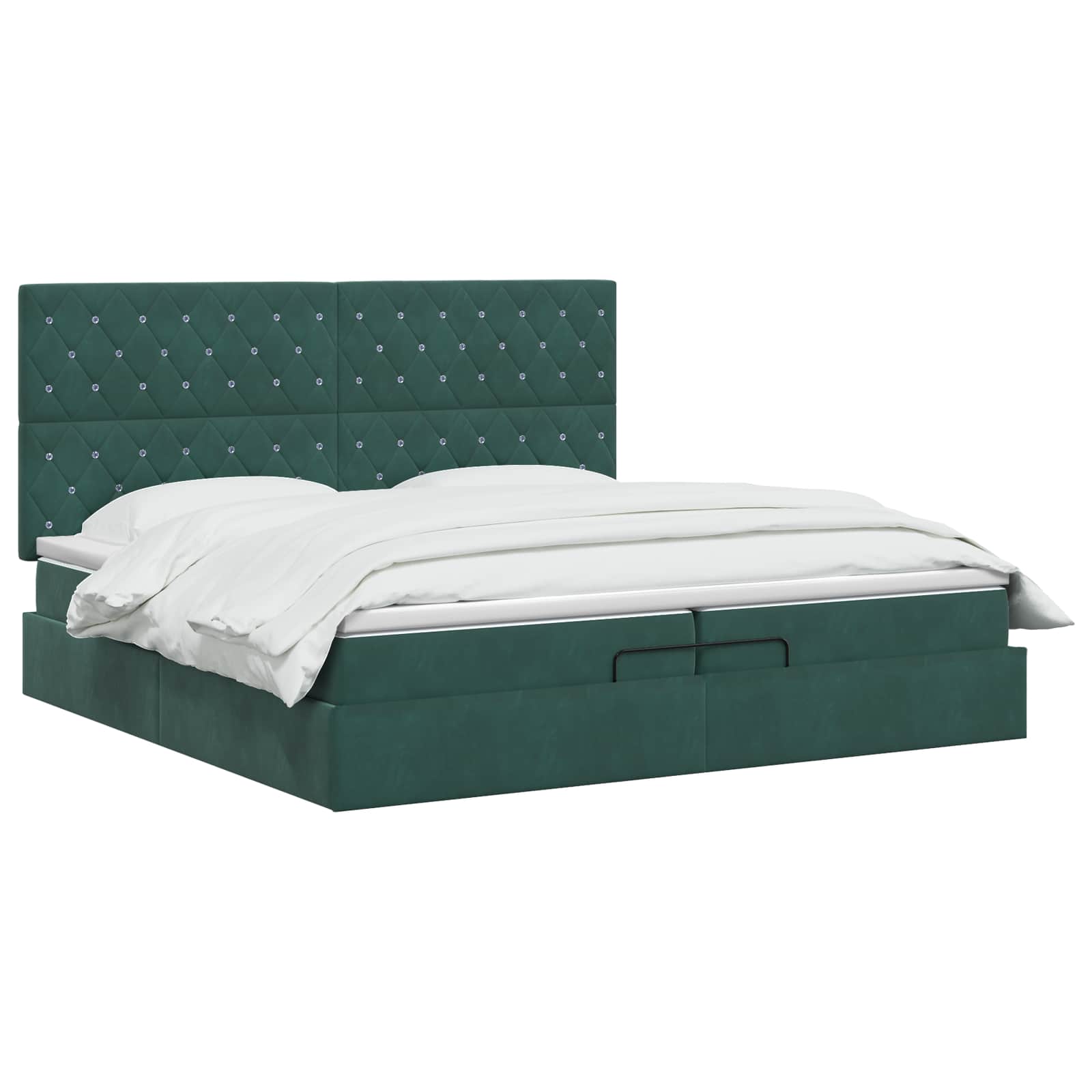 vidaXL Ottoman Bed met Matrassen en LED Donkergroen 200 x 200 cm groen, foto 2