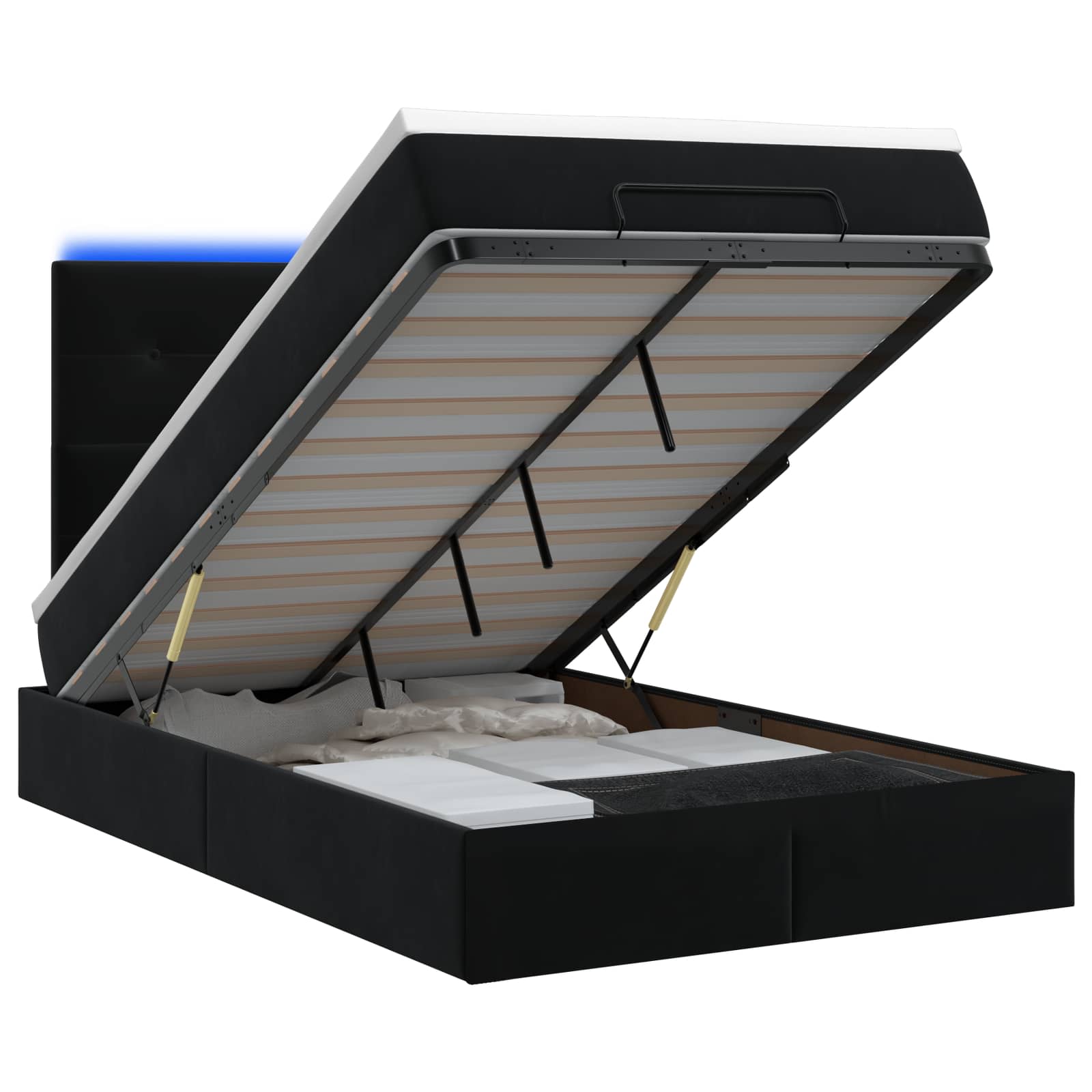 vidaXL Ottoman Bed met Matrassen en LED Zwart 120 x 200 cm fluweel, foto 3