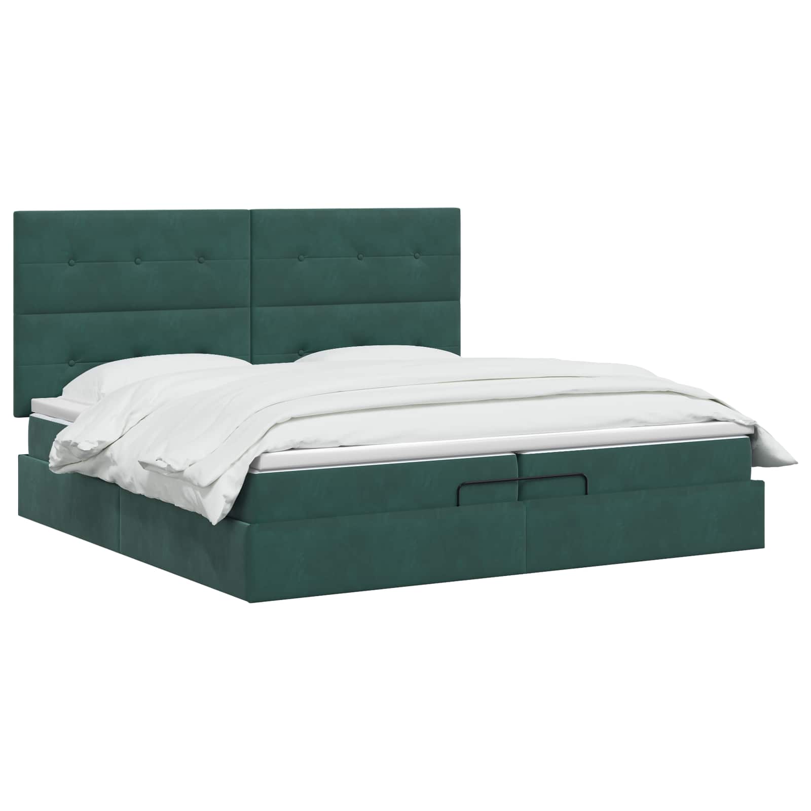 vidaXL - Ottomaanse - Bed - met - Matras - en - LED - Donkergroen - 200 - x - 200 - cm