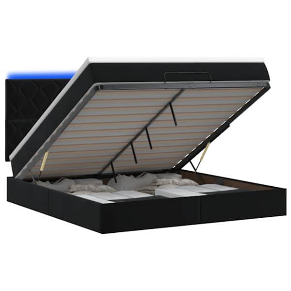 vidaXL Ottomani voodi madratsi ja LED-idega Must 140 x 190 cm Samet