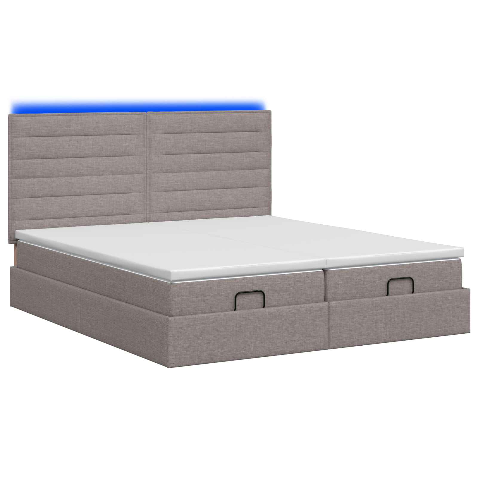 Otomanska postelja z vzmetnico in LED Taupe 160 x 200 cm Blago