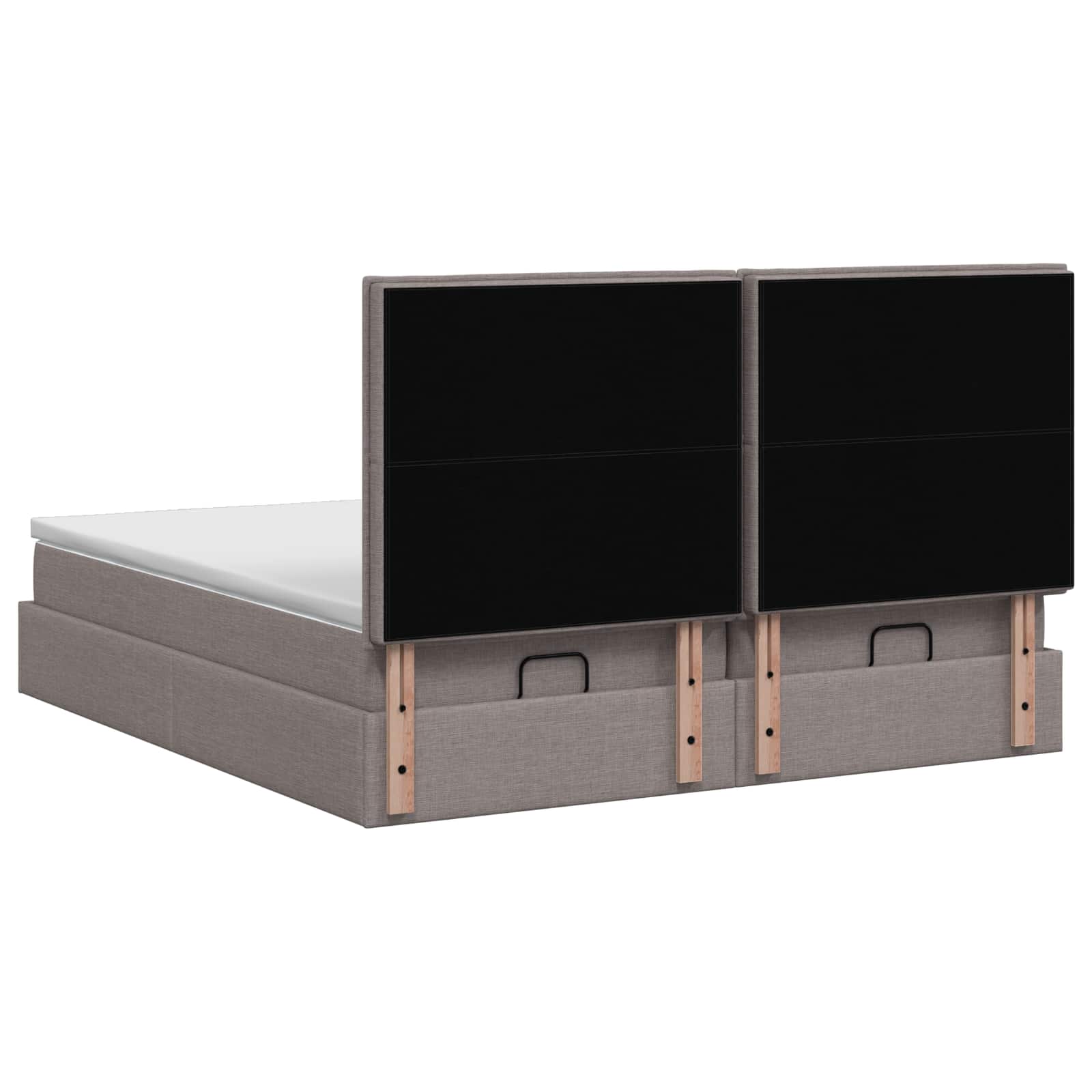 Otomanska postelja z vzmetnico in LED Taupe 200 x 200 cm Blago