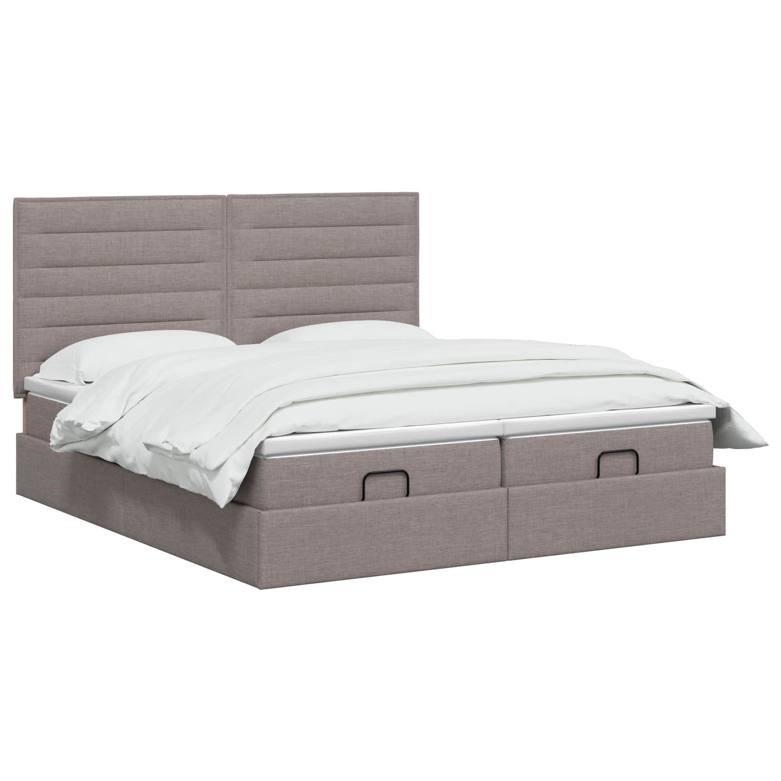 Otomanska postelja z vzmetnico in LED Taupe 200 x 200 cm Blago