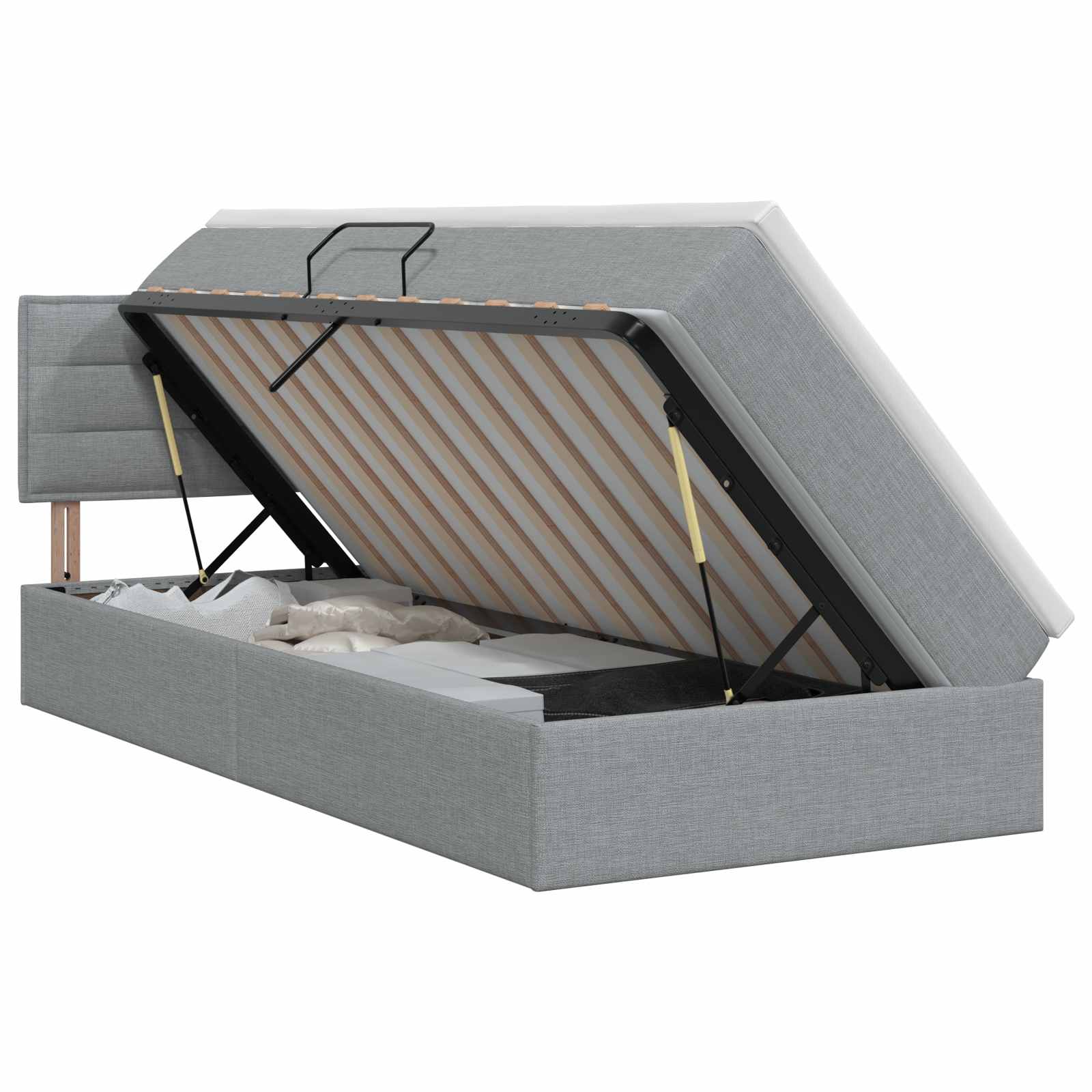 vidaXL Opbergbed met matras Lichtgrijs 90 x 190 cm fluweel, foto 3