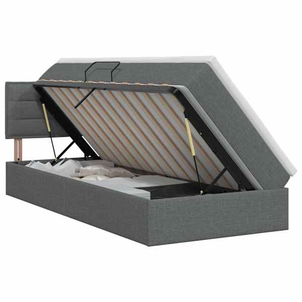 vidaXL Voodi hoiukohaga ja madratsiga peaga Tumehall 90 x 200 cm Samet
