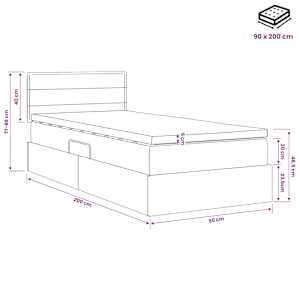 Postel s úložným prostorem a matrací Černá 90 x 200 cm Samet - obrázek 11