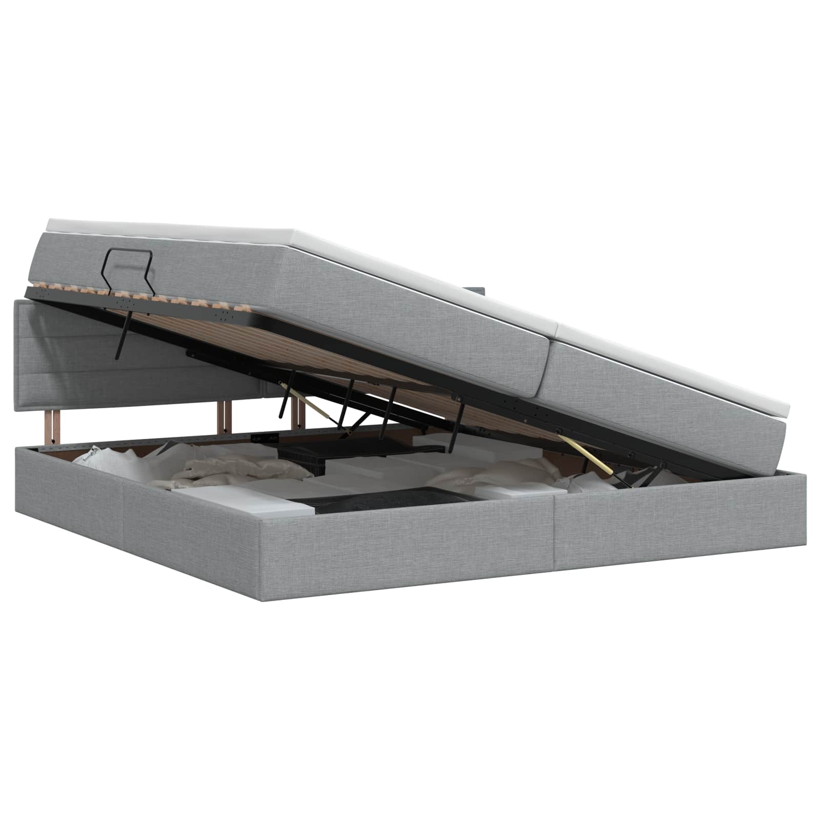 Opbergbed met matras Lichtgrijs 200 x 200 cm fluweel – afbeelding 1
