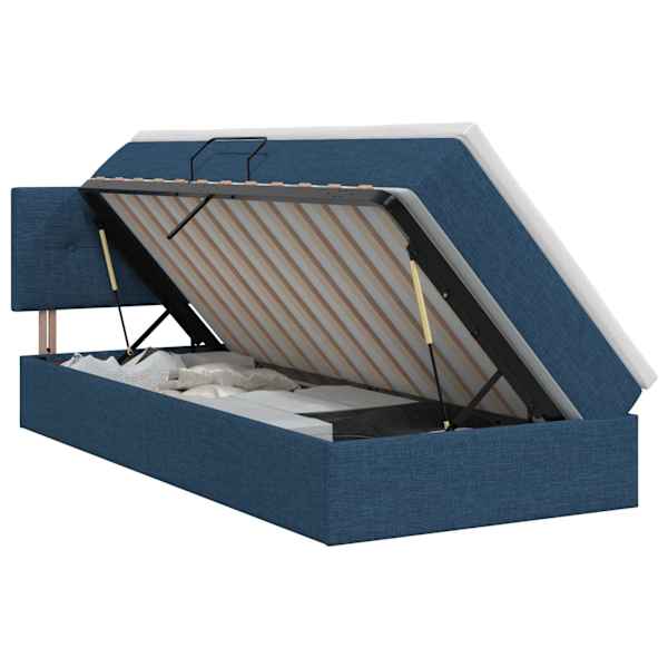 vidaXL Voodi hoiukohaga ja madratsiga peaga Sinine 90 x 190 cm Samet
