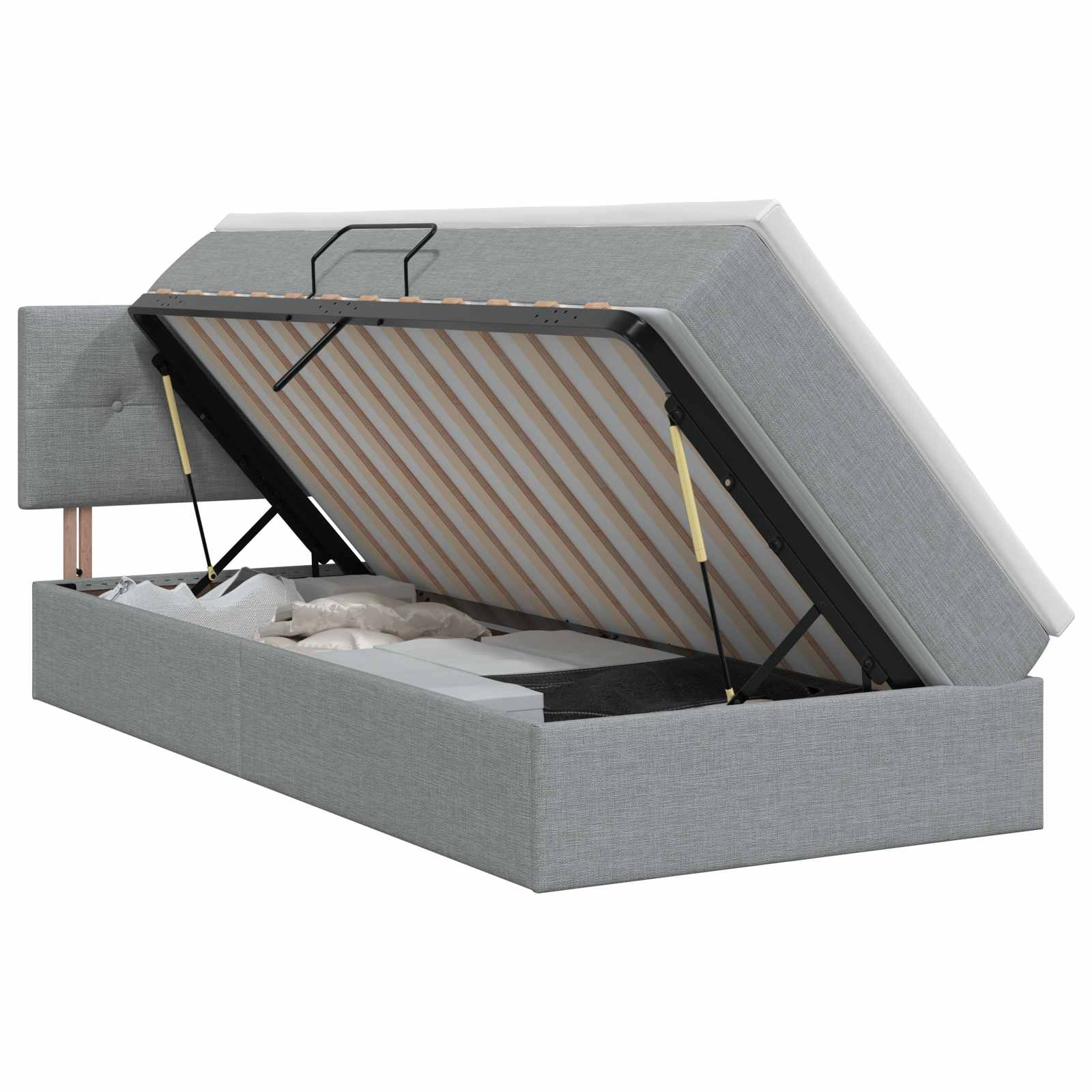 vidaXL Opbergbed met matras Lichtgrijs 90 x 200 cm fluweel, foto 3