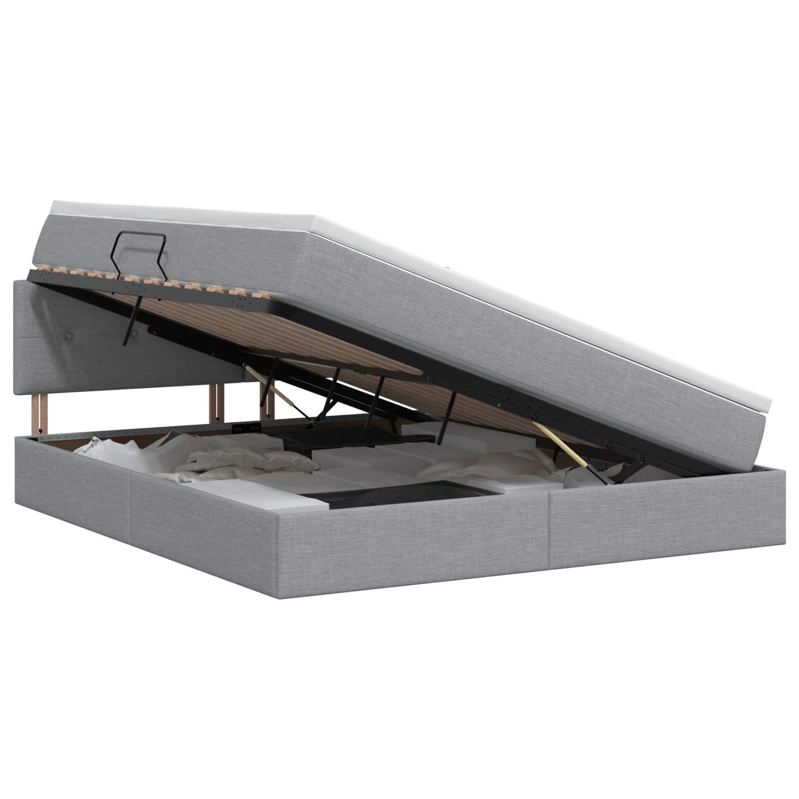 Opbergbed met matras Lichtgrijs 160 x 200 cm fluweel – afbeelding 1
