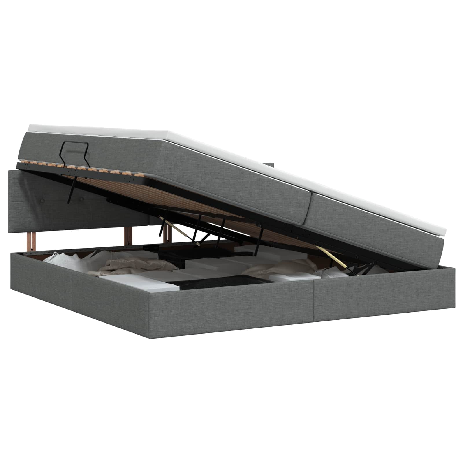 vidaXL Opbergbed met matras Donkergrijs 200 x 200 cm fluweel, foto 3