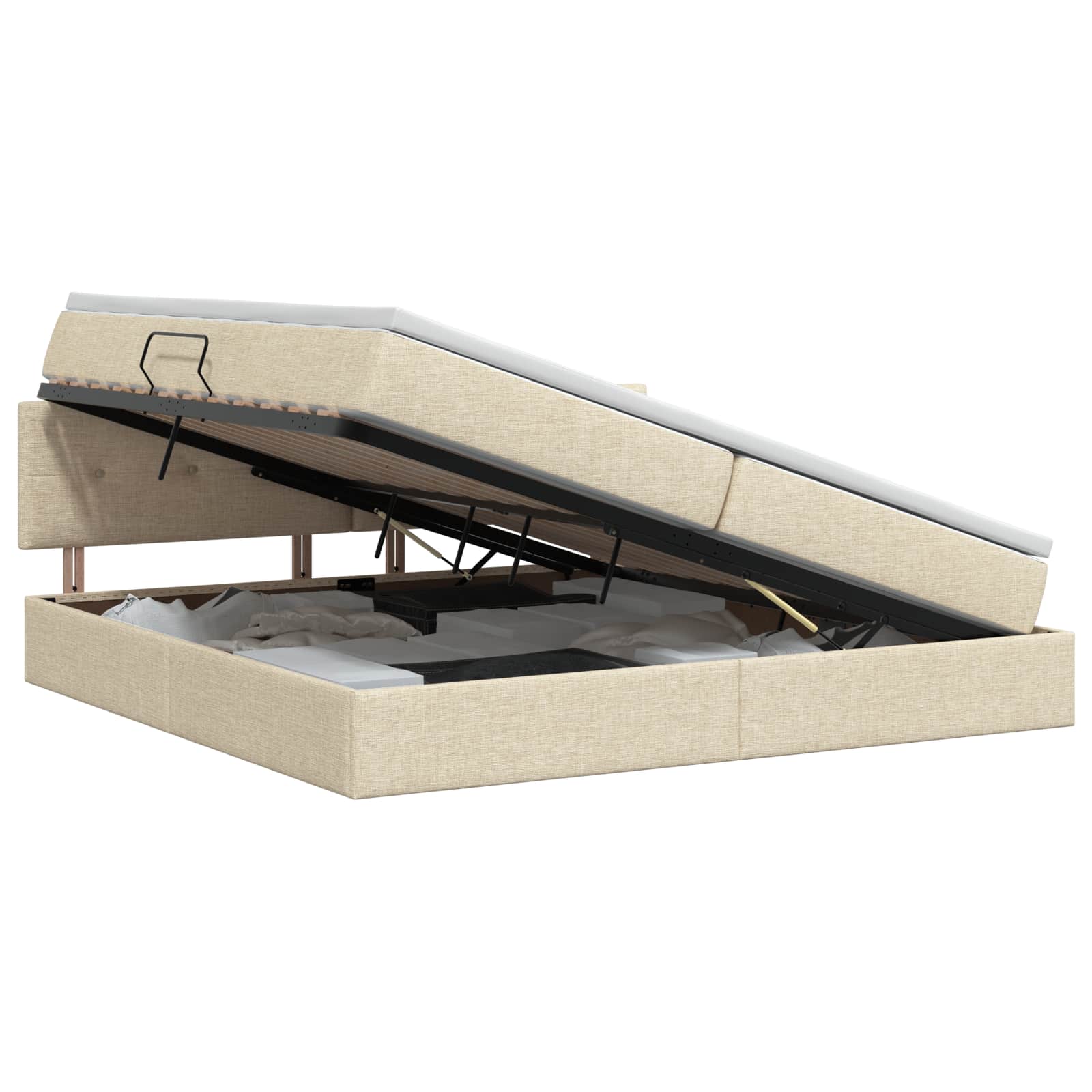 vidaXL Opbergbed met matras Crèmekleurig 200 x 200 cm fluweel, foto 3