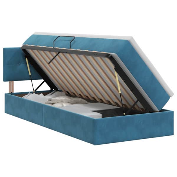 vidaXL Laos voodi peaga Tumesinine 90 x 190 cm Samet