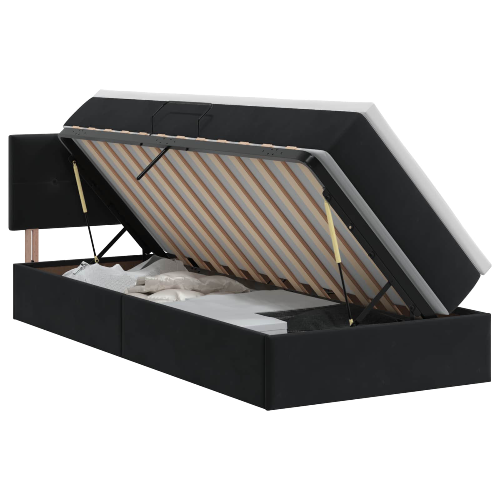 vidaXL Opslag bed met hoofdeinde Zwart 100 x 200 cm Fluweel, foto 3