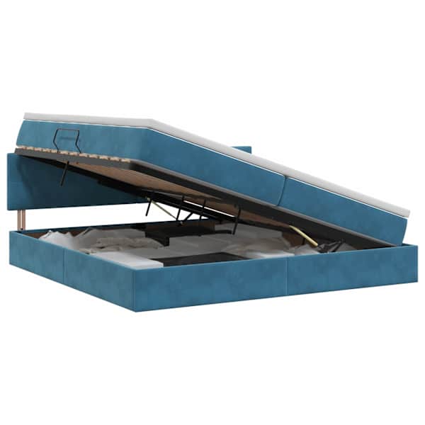 vidaXL Laos voodi peaga Tumesinine 200 x 200 cm Samet