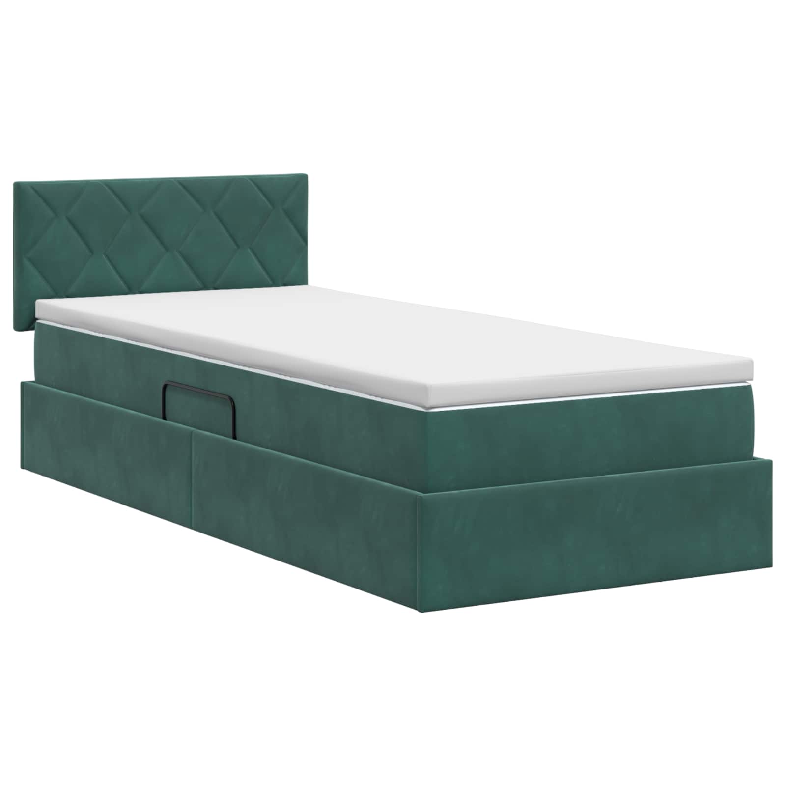 Postelja s shranjevanjem Temno zelena 100 x 200 cm Žamet
