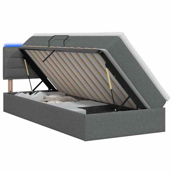 vidaXL LED-iga voodiraam koos madratsiga Tumehall 90 x 200 cm kangas