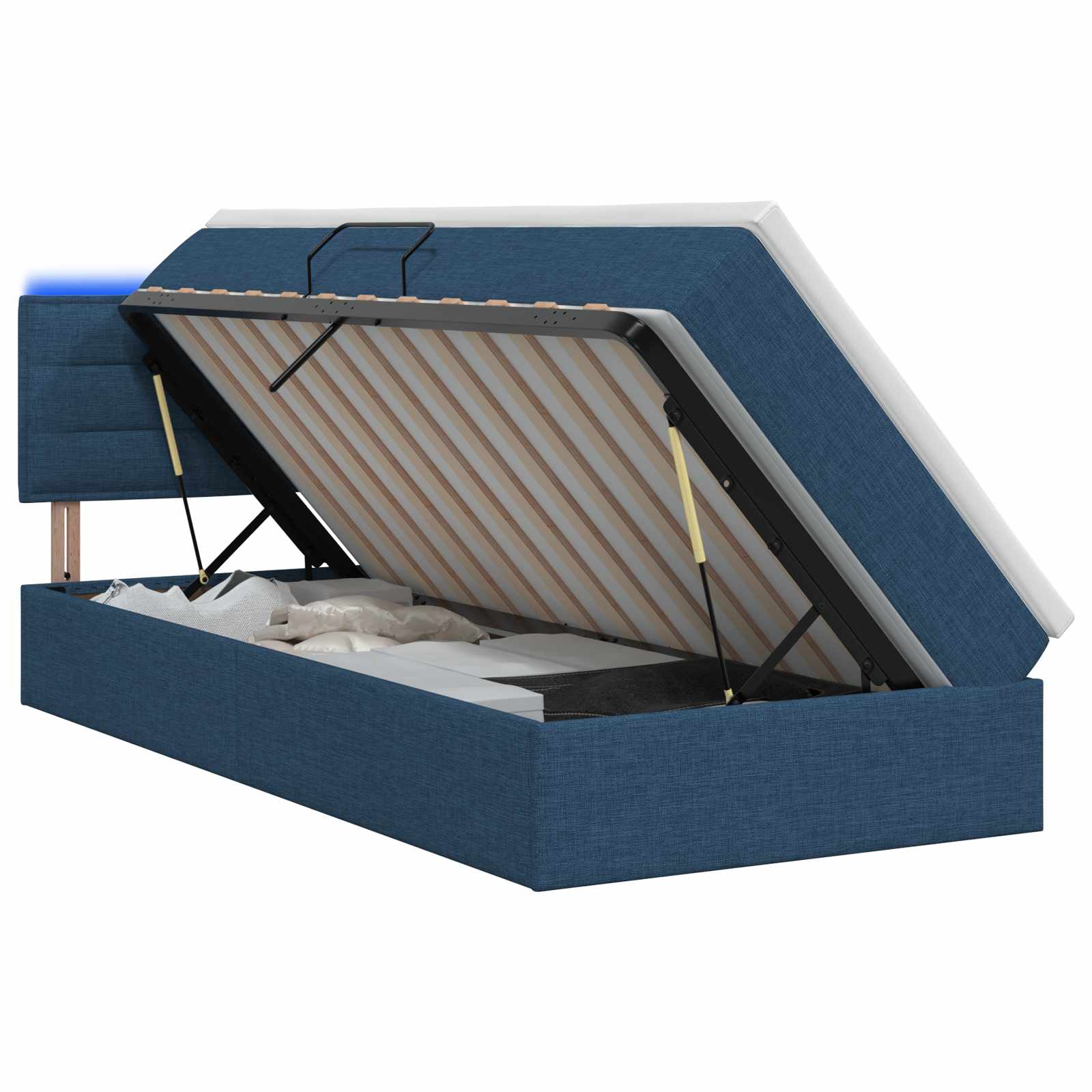vidaXL LED Opslagbed met Matras Blauw 100 x 200 cm Stof, foto 3