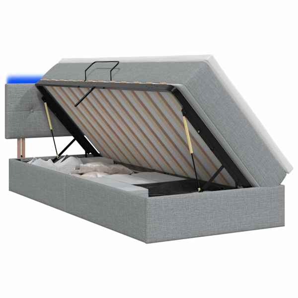 vidaXL LED-iga voodiraam koos madratsiga Helehall 90 x 190 cm kangas