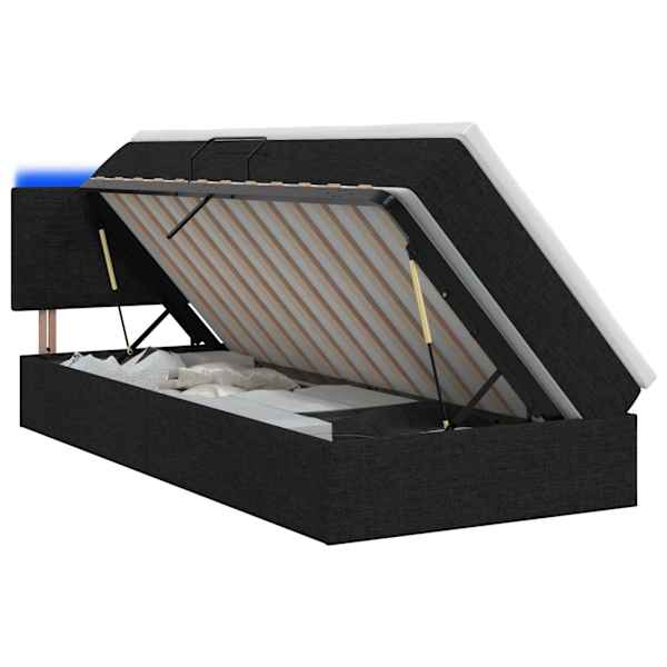 vidaXL LED-iga voodiraam koos madratsiga Must 90 x 190 cm kangas