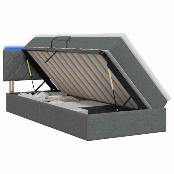 vidaXL LED-iga voodiraam koos madratsiga Tumehall 90 x 190 cm kangas