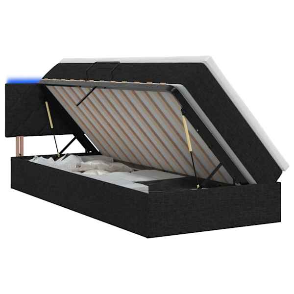 vidaXL LED-iga voodiraam koos madratsiga Must 100 x 200 cm kangas