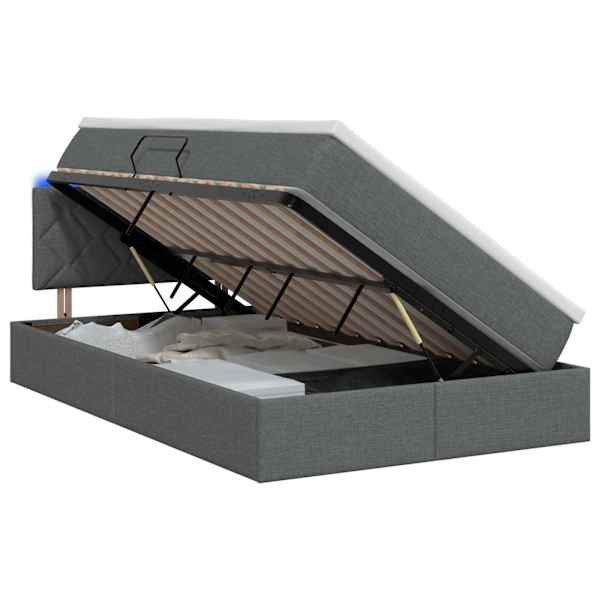vidaXL LED-iga voodiraam koos madratsiga Tumehall 120 x 190 cm kangas