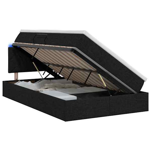 vidaXL LED-iga voodiraam koos madratsiga Must 120 x 200 cm kangas