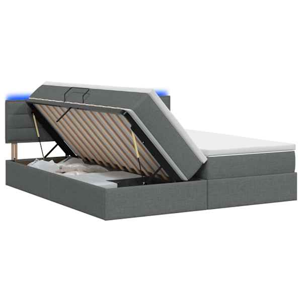 vidaXL LED-iga voodiraam koos madratsiga Tumehall 200 x 200 cm kangas