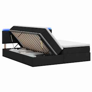 vidaXL LED-iga voodiraam koos madratsiga Must 180 x 200 cm kangas