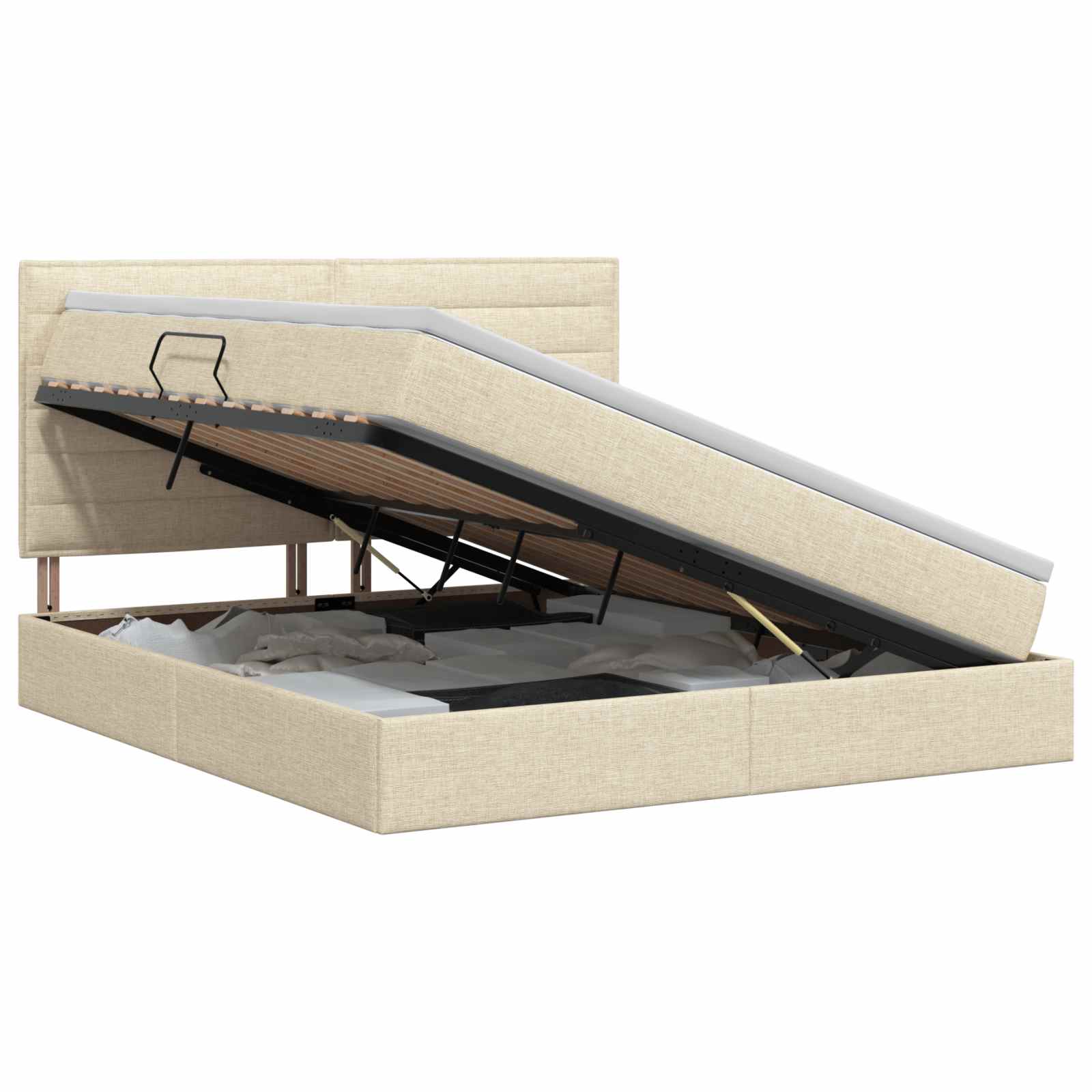 vidaXL Opslag bed met matras met opslag Crèmekleurig 180 x 200 cm Stof, foto 3