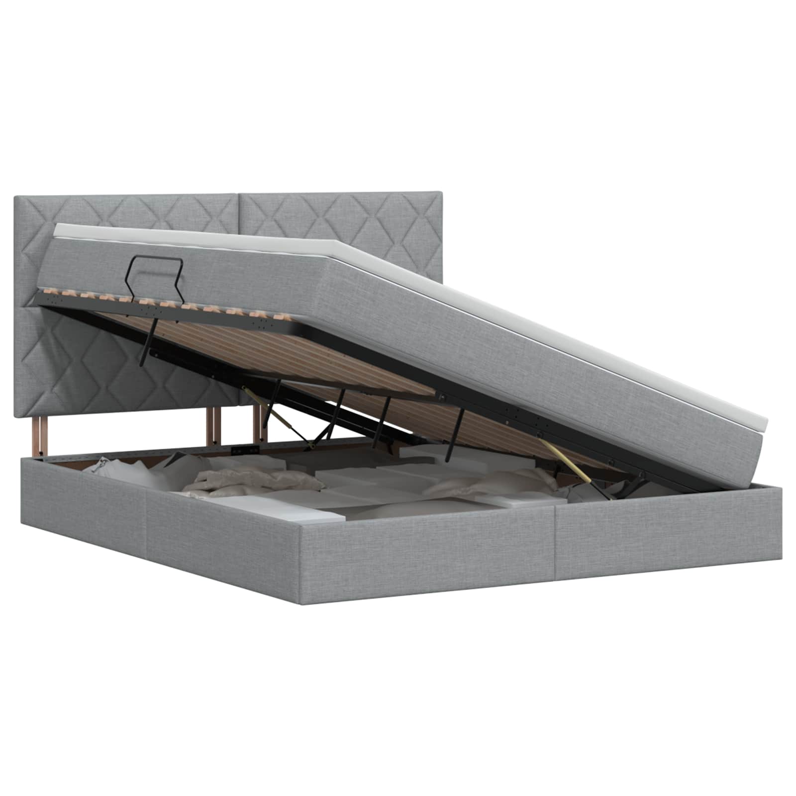 vidaXL Opslag bed met matras met opslag Lichtgrijs 140 x 200 cm Stof, foto 3