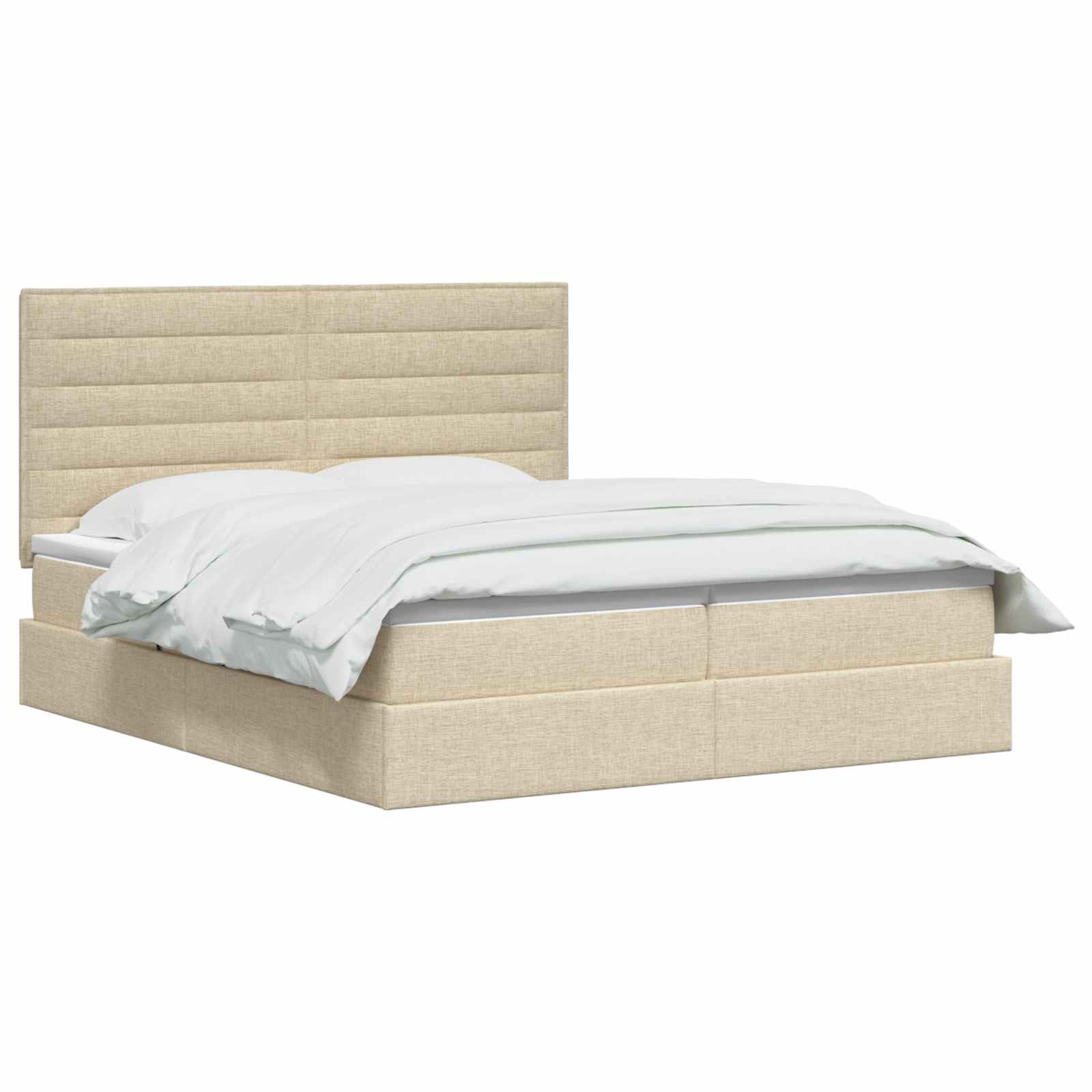 Postelja s shranjevanjem z vzglavjem Krem 200 x 200 cm Blago