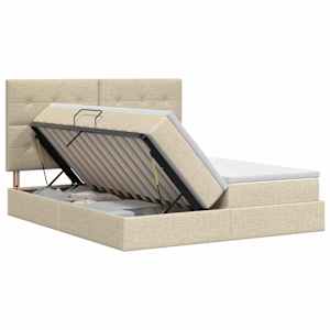 vidaXL Laos voodi peaga ladustamisega Kreemjas 200 x 200 cm kangas