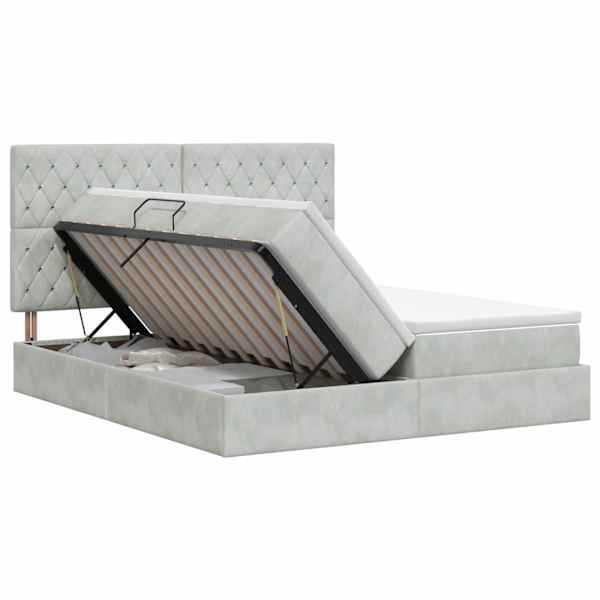 vidaXL Laos voodi peaga ladustamisega Helehall 200 x 200 cm Samet
