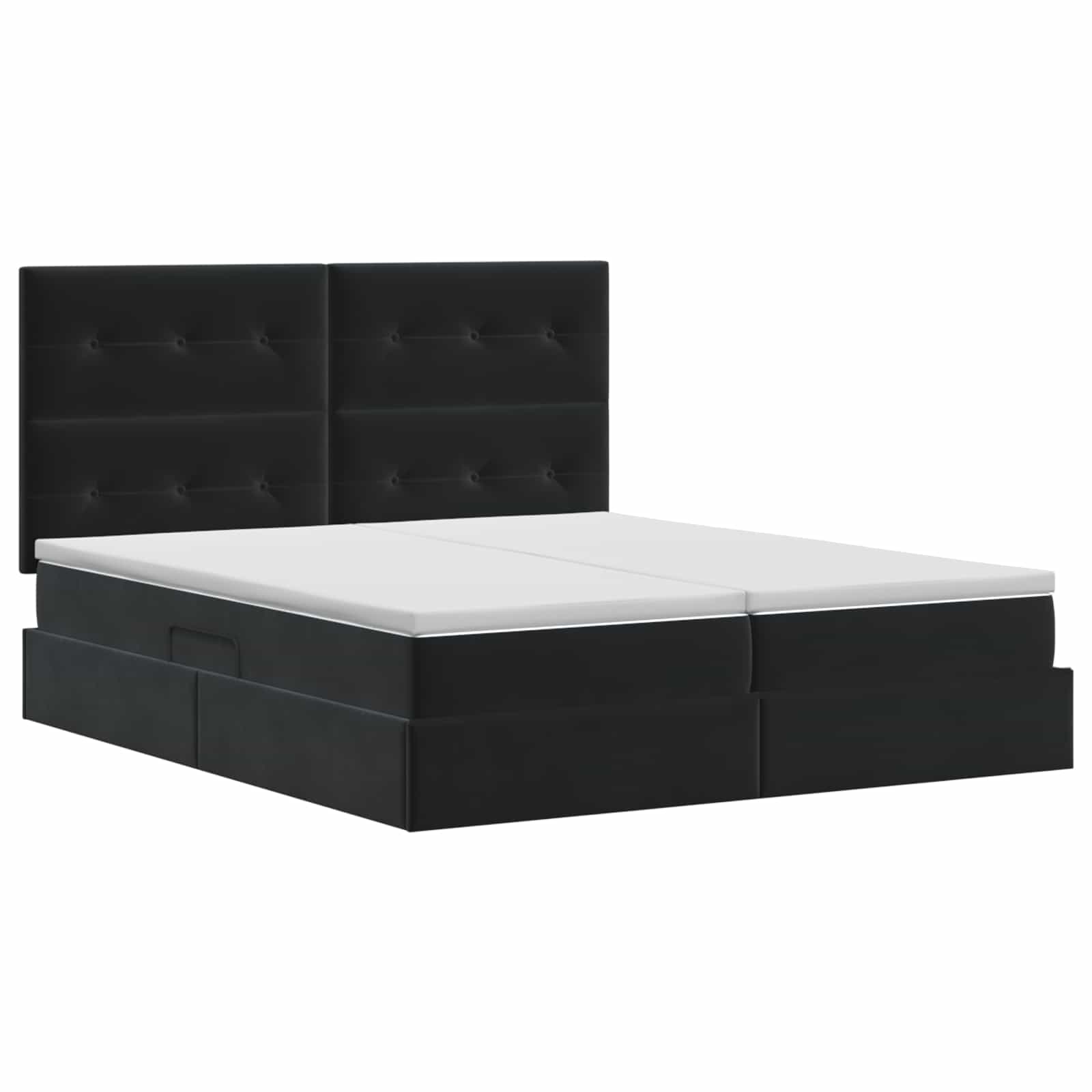 Postelja s shranjevanjem z vzglavjem Črna 200 x 200 cm Žamet