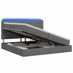 vidaXL LED-iga voodiraam koos madratsiga Tumehall 200 x 200 cm kangas