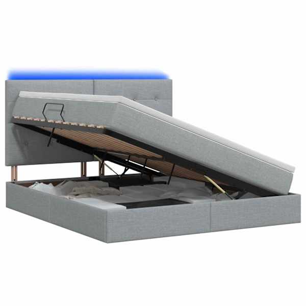 vidaXL LED-iga voodiraam koos madratsiga Helehall 140 x 190 cm kangas