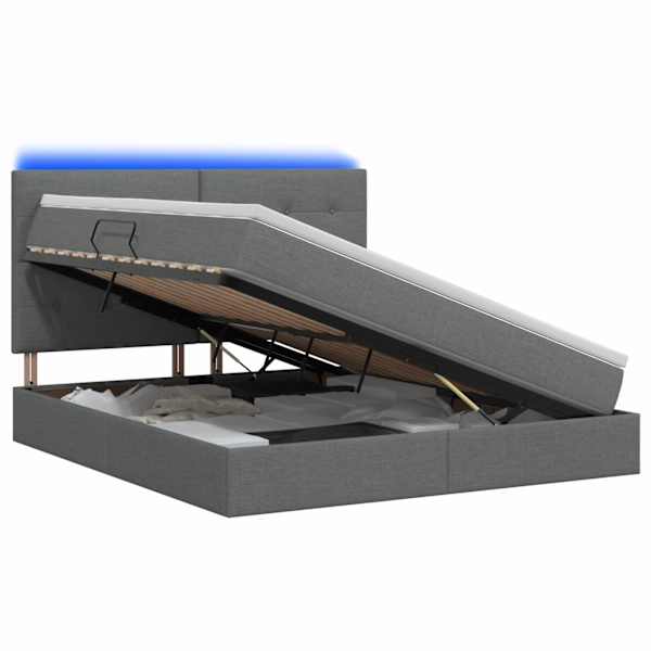 vidaXL LED-iga voodiraam koos madratsiga Tumehall 140 x 200 cm kangas