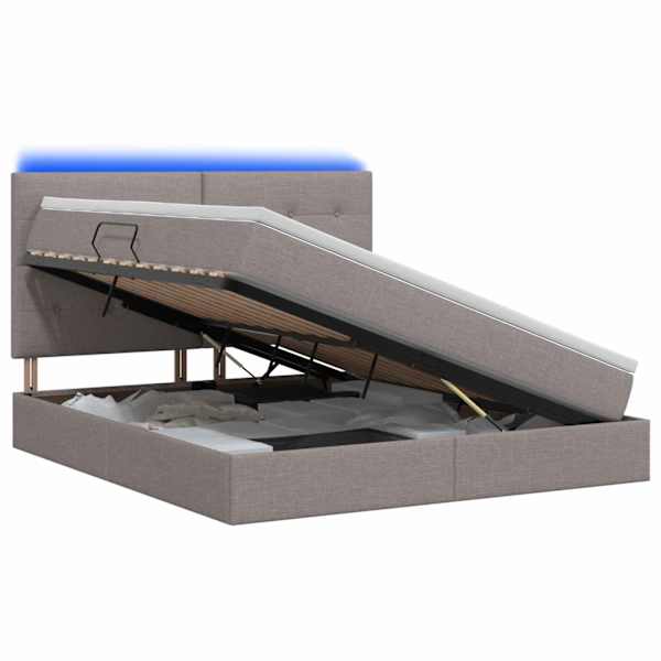 vidaXL LED-iga voodiraam koos madratsiga Pruunikashall 140 x 200 cm