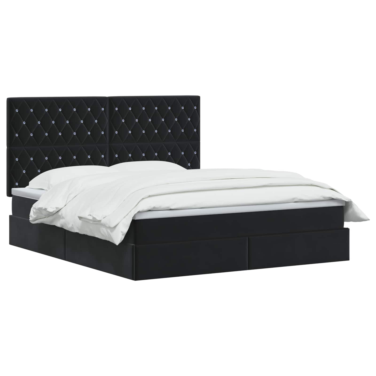 LED легло за съхранение с матрак Черно 160 x 200 cm Кадифе – снимка 3