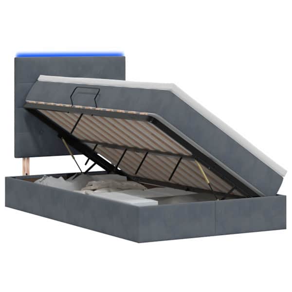 vidaXL LED-iga voodiraam koos madratsiga Tumehall 120 x 200 cm Samet