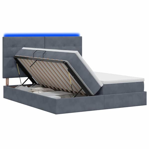 vidaXL LED-iga voodiraam koos madratsiga Tumehall 200 x 200 cm Samet