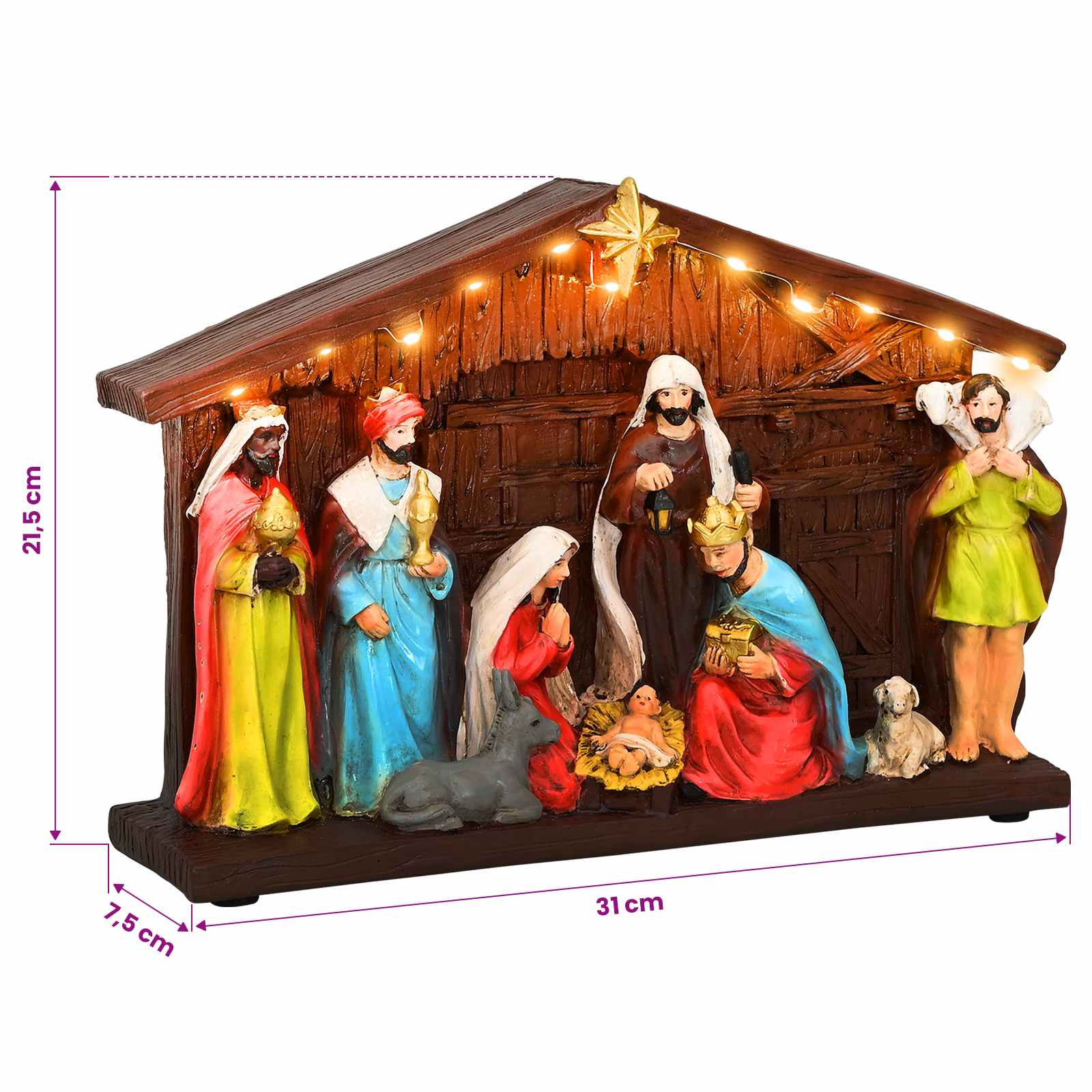 Božične jaslice SALO 31 x 7,5 x 21,5 cm Smola večbarvno