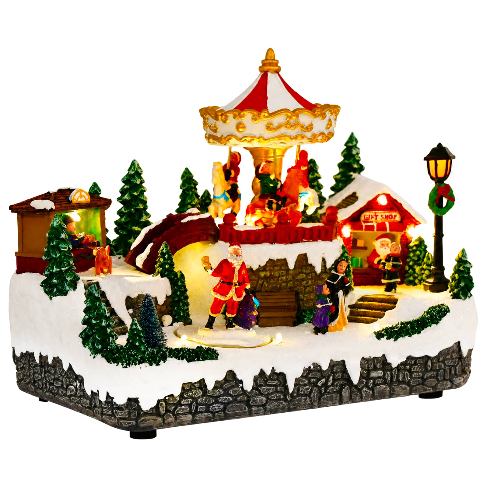 Božična vasica z vrtiljakom SALO 25,5 x 16 x 21,5 cm Smola