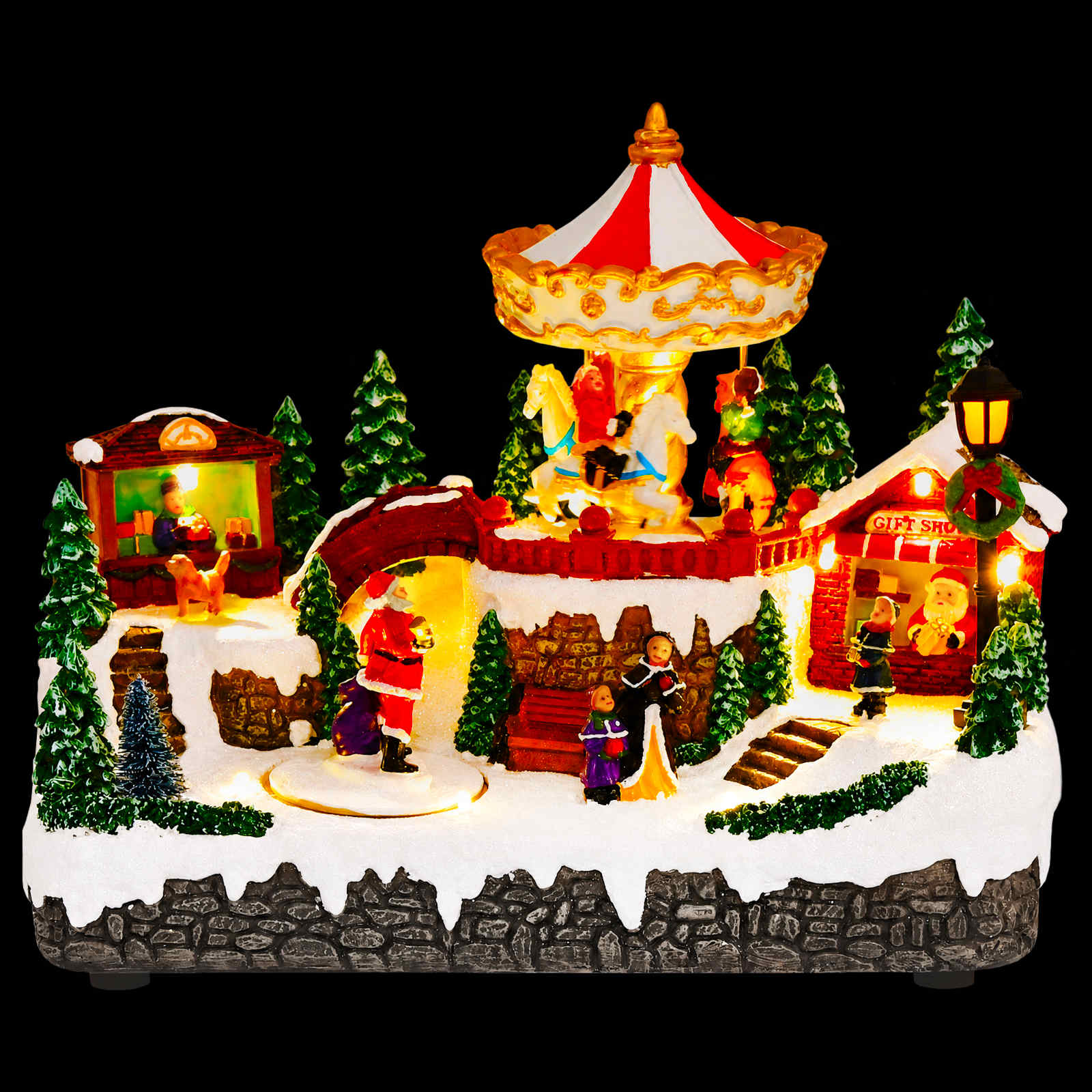 Božična vasica z vrtiljakom SALO 25,5 x 16 x 21,5 cm Smola